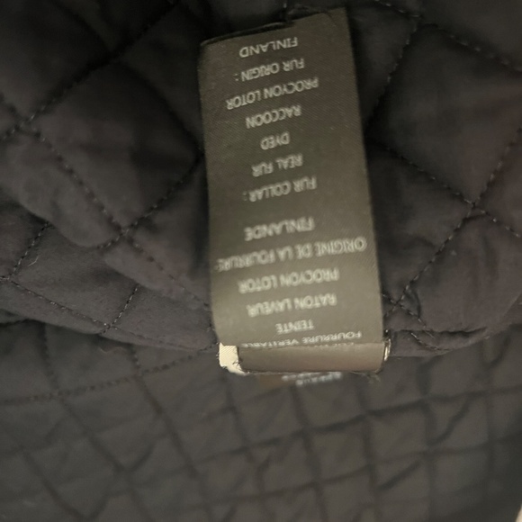 The Kooples Technical Cotton Parka with  Raccoon Fur Hood Coat Black Medium - Picture 11 of 11